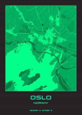 Oslo Norway Synthwave Map