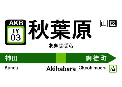 Akihabara japan train sign