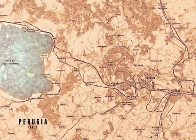 Perugia vintage map