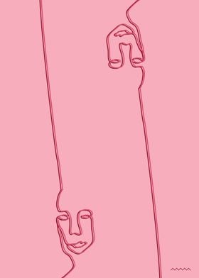 one line faces pink