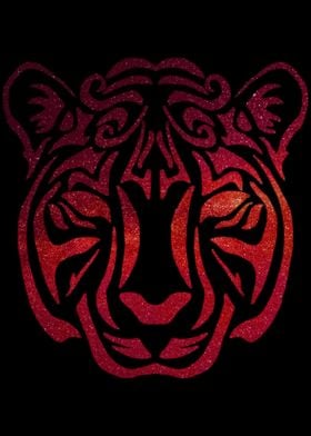 Red Cosmic Tribal Tiger