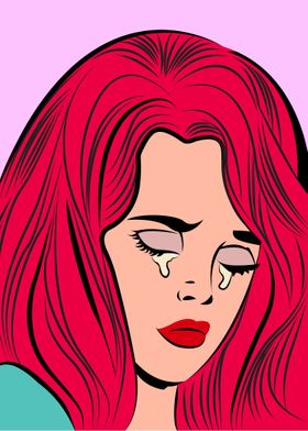 Redhead woman in tears