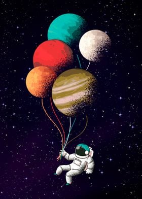 Astronaut Balloons Planets