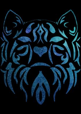 Blue Cosmic Tribal Cat