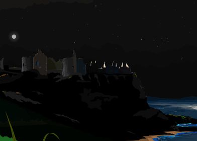 Dunluce Castle at night