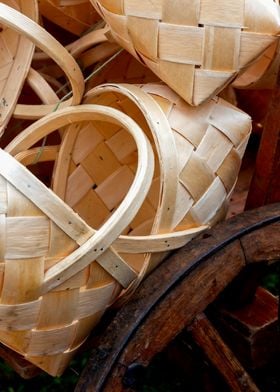 Wicker Baskets On A Cart