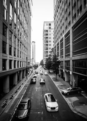 Gray Scale City Street