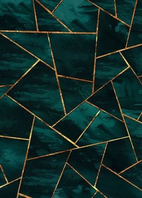 Teal Ink Copper Gold Geo 1