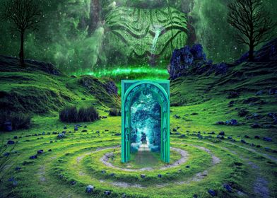 Magic door portal forest