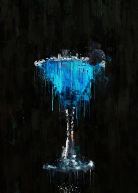 Painting of blue cocktail