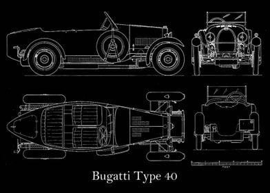 Bugatti Type 40 Blueprint