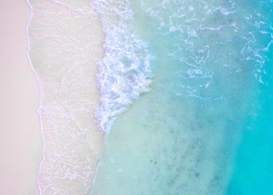 Pink Blue Beach Below