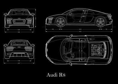 Audi R8 2016 Blueprint