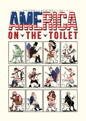 America icons on toilet