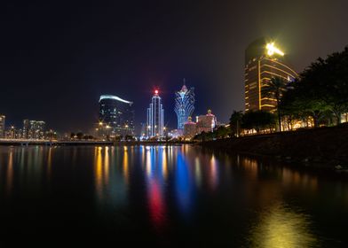 Macau skyscraper by night