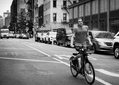 A man with a city bike