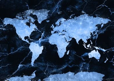 world map marble blue