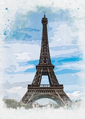 Eiffel Tower in watercolor