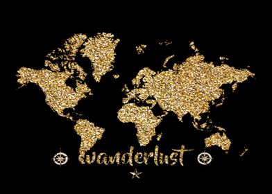 world map wanderlust black