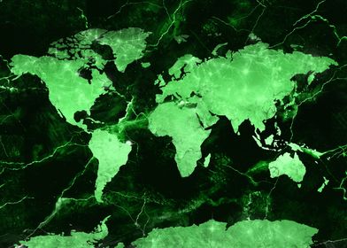 world map marble green