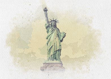 Liberty Statue Watercolor