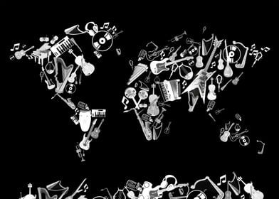 world map music black