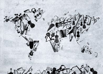 world map music vintage