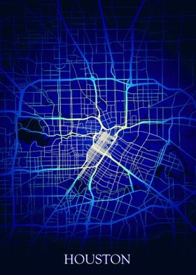 Houston Classic Blue Map