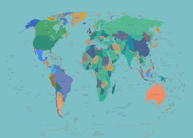 world map political green 