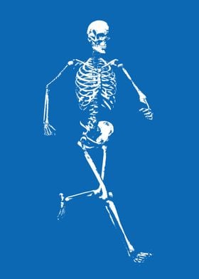 Blue skeleton running