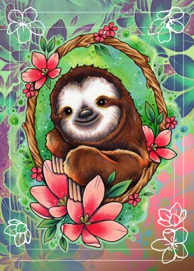 Neo Traditional Sloth