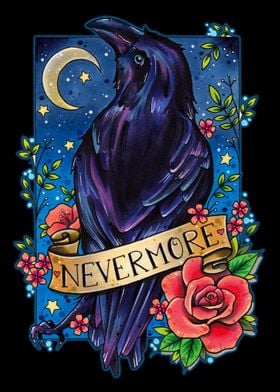 Nevermore Raven Painting