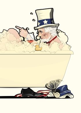 Uncle Sam in the bath