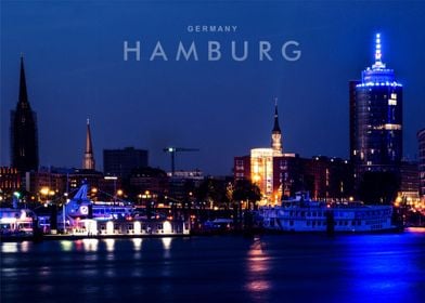 Hamburg skyline night