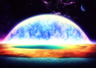 Alien beach and gas giant