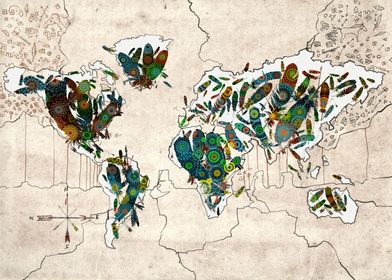 world map native design