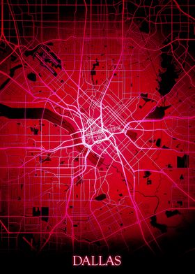 Dallas Texas red map