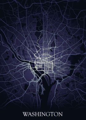 Washington DC Night map