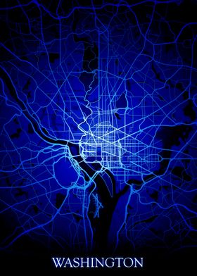 Washington DC Blue Map