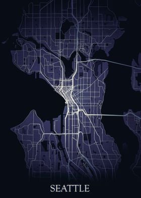 Seattle Night City Map