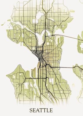 Seattle Monocrome Map