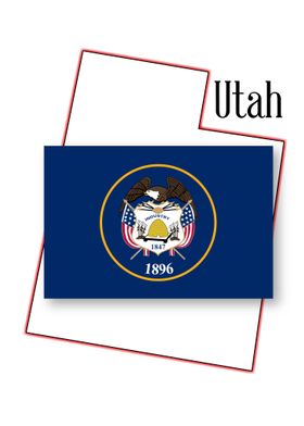 Utah State Map and Flag