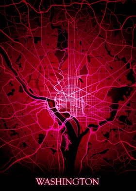 Washington DC red Map