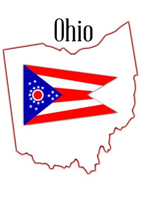 Ohio State Map and Flag