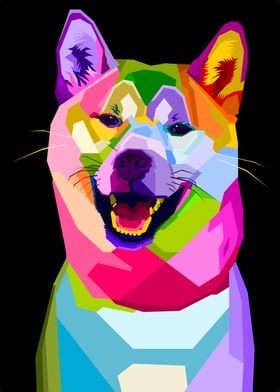 shiba inu dog on pop art