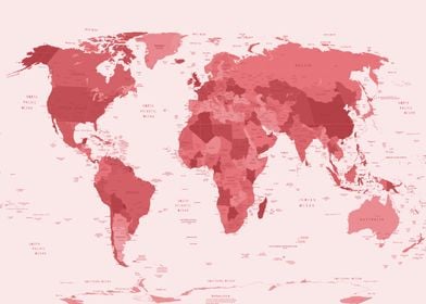 world map political red 2