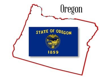 Oregon State Map and Flag