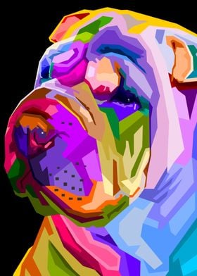 colorful shar pei dog