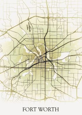 Fort Worth Monocrome Map