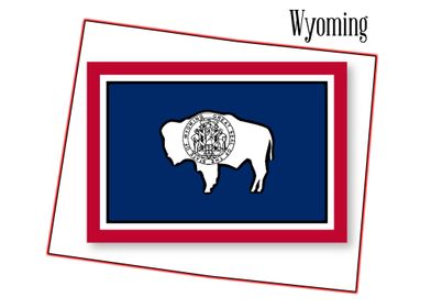 Wyoming State Map and Flag